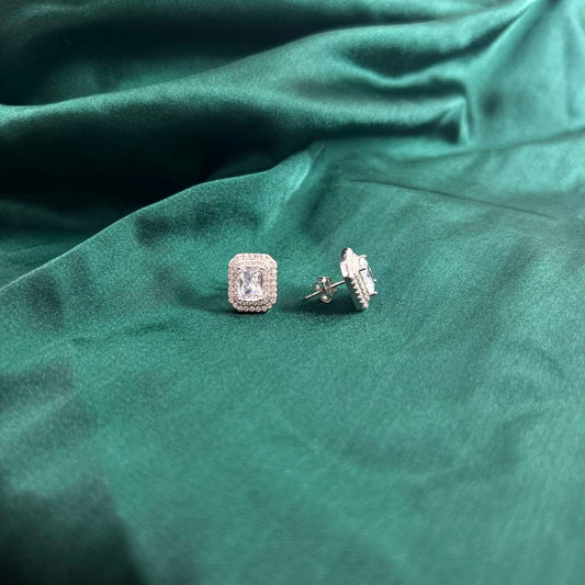EMERALD HALO STUDS