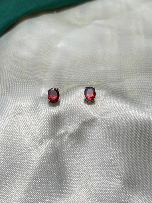 SCARLET OVAL STUDS