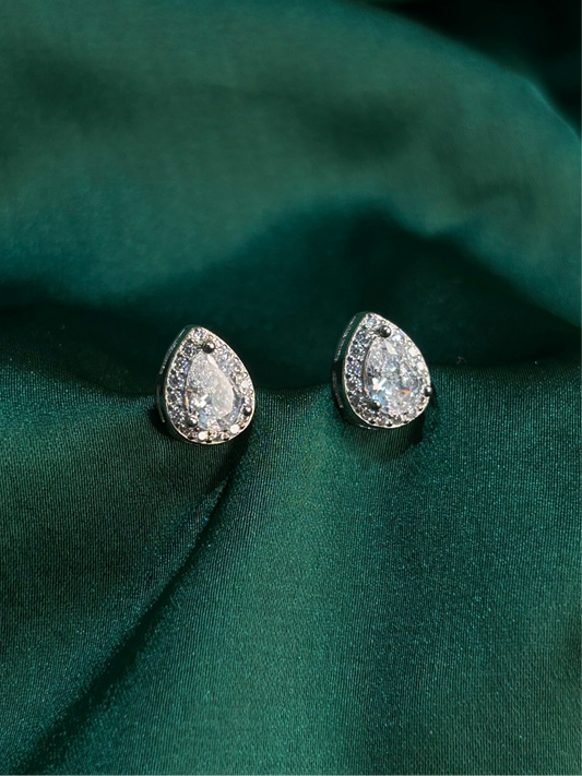 PEAR HALO STUDS